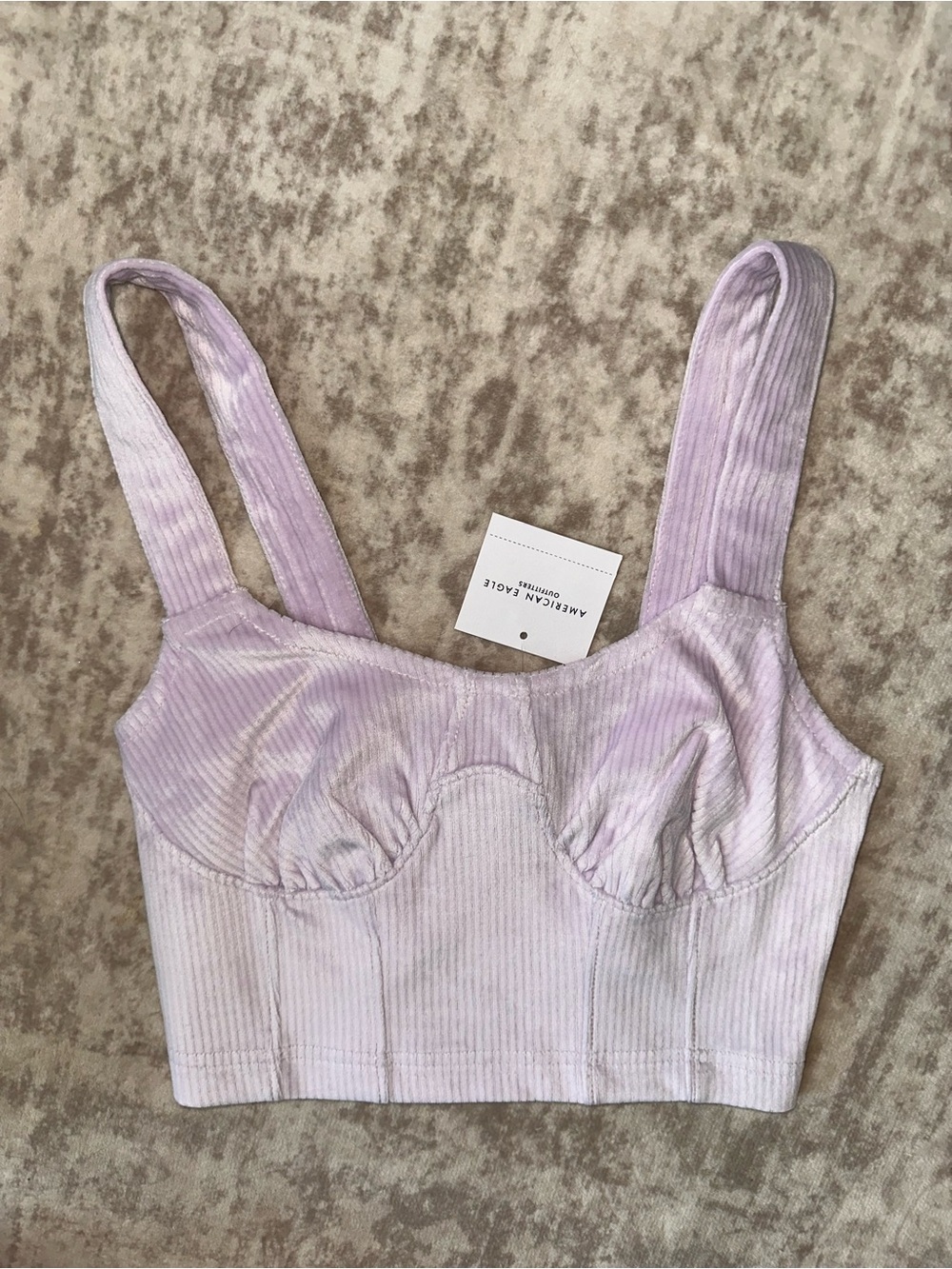 American Eagle Outfitters Pale Lilac Ribbed Crop Top